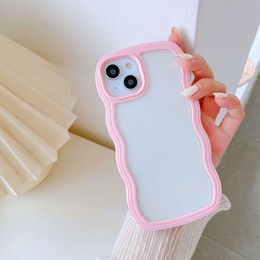 Coque de téléphone coréenne avec cadre ondulé incurvé, étui souple et résistant aux chocs pour Iphone 14 13 12 11 Pro X XR XS Max