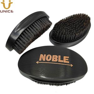 Courbe 360 Vague Brosse pour Barbe Tête Cheveux MOQ 100 PCS Bonne Qualité LOGO Personnalisé Noir Manche En Bois Brosses Hommes Moustaches Moustache Toilettage