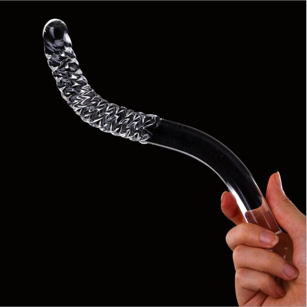 Corps courbé Massage Bâton Forme de serpent Verre Gode Pénis Plug Anal G-spot Stimulation Sex Toys Y190722