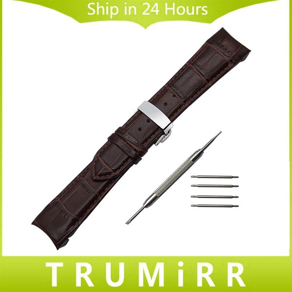 Herramienta de correa de reloj de cuero genuino con extremo curvo para T035, correa de reloj Couturier, correa de cierre Buerfly, pulsera de muñeca de 22mm 23mm 24mm252F