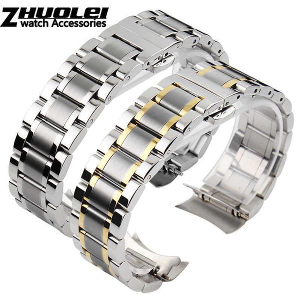 Bracelet de montre en acier inoxydable à extrémité incurvée Bracelet de montre 16mm 17mm 18mm 19mm 20mm 21mm 22mm 23mm 24mm Bracelet en acier H0915