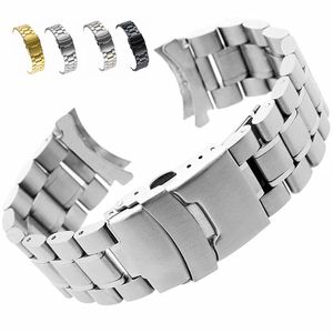 Bracelet de montre en acier inoxydable à extrémité incurvée pour hommes bracelet de luxe accessoires de montre en argent 18mm 20mm 22mm 24mm bracelet en acier 240311