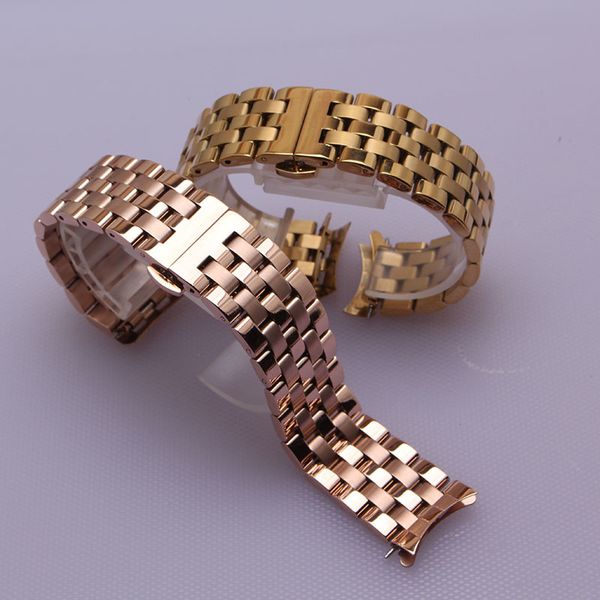 Extrémités incurvées bracelets de montre bracelet bracelet or rose bracelets de montre 16mm 18mm 20mm 22mm 24mm pour hommes femmes accessoires de montre-bracelet
