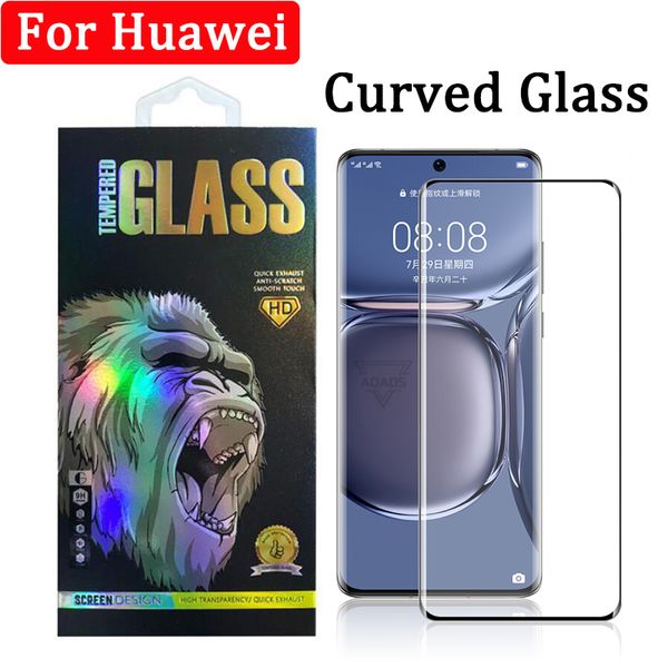 Protecteur d'écran de téléphone en verre trempé, couverture incurvée à colle complète, pour Huawei Mate40 pro 30 20 p40 p30 avec emballage de vente au détail