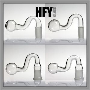 Quemadores de aceite de vidrio curvo 14 mm 18 mm macho hembra de vidrio pyrex grueso Hookahs Accesorios para fumar para tuberías de agua plataformas bongs cuencos grandes