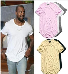 Tshirt hip hop courbe HEM Men Urban kpop étendu t-shirt plainde longline tee shirts mascules vêtements 7444897