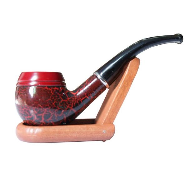 Tubo de baquelita con patrón de leopardo de fondo rojo de varilla corta curvada tolva de tabaco con filtro de circulación de metal nostálgico