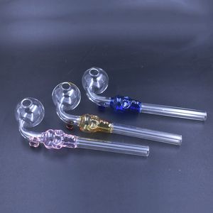 Gebogen Schedel Bubbler Pyrex Glazen Oliebrander Pijpen Gebogen Glazen Pijpen Dikte Glazen Buis Balancer Schedel Rokende Waterpijpen Met Od 30mm Bubble