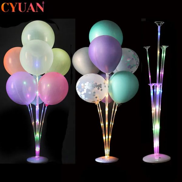 Coussin 1 / 2set LED Light Air Balls Support Colonne Enfants Fête d'anniversaire Ballon Bâton Décor De Mariage Baloon Hélium Globos Adulte Ballon