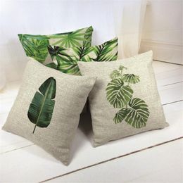 Funda de cojín con estampado de hojas de selva Tropical de África, espécimen de planta de palma, silla para juegos, sala de estar, jardín, decoración del hogar, cojines, cojín/Dec