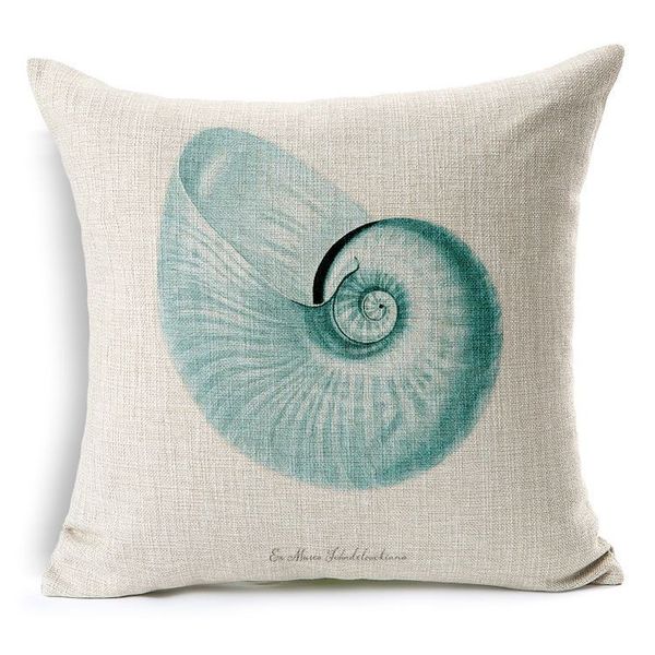 Housse de coussin Hippocampe Étoile de mer Oreillers Taie d'oreiller en coton et lin Capa Para Almofadas Style nautique Peint à la main Oreiller décoratif Cov226e