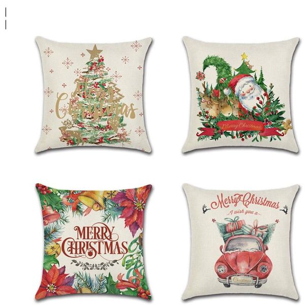 Cojín Cojín/Almohada decorativa Cubierta colorida de Navidad Silla de lino Sofá cama Habitación de automóvil Hogar Dec Venta al por mayor MF152Cushion/Decorativo