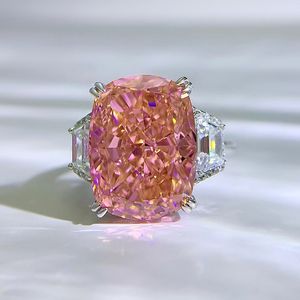 Kussen gesneden 11*15 mm roze diamanten ring 100% reëel 925 sterling zilveren feest trouwringen voor dames heren verloving sieraden