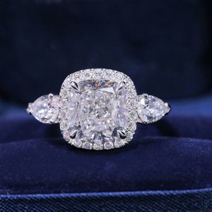 Bague de promesse en Moissanite de laboratoire, coupe coussin, en argent Sterling 925, bague de fiançailles, de mariage, bijoux de doigt de mariée pour femmes