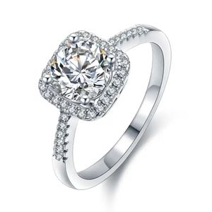 925 Anillos de diamantes de boda de plata esterlina, anillos de moissanita de corte de cojín 2 ct anillo de compromiso de cojín anillos para mujeres