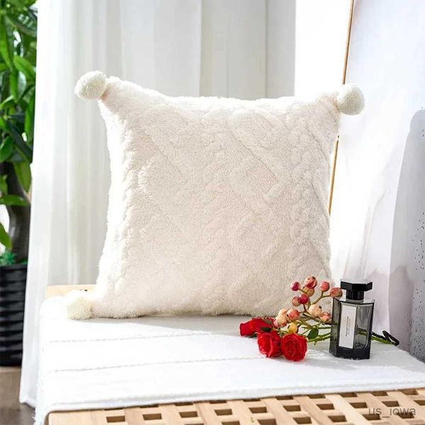 Coussin/étui décoratif décoratif maison blanc rétro moelleux doux jeter couverture pour canapé canapé housse de coussin décor à la maison en gros