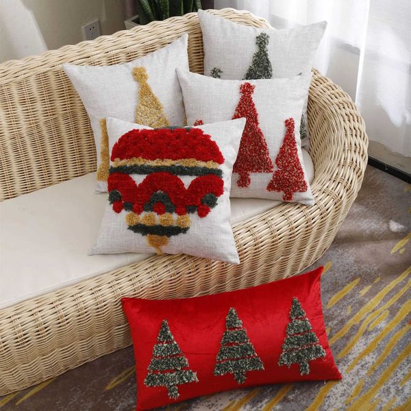 Coussin/décoratif Noël décoration de la maison coussin arbre de Noël chaise touffetée housse de coussin joyeuse maison de vacances canapé chaise coussin
