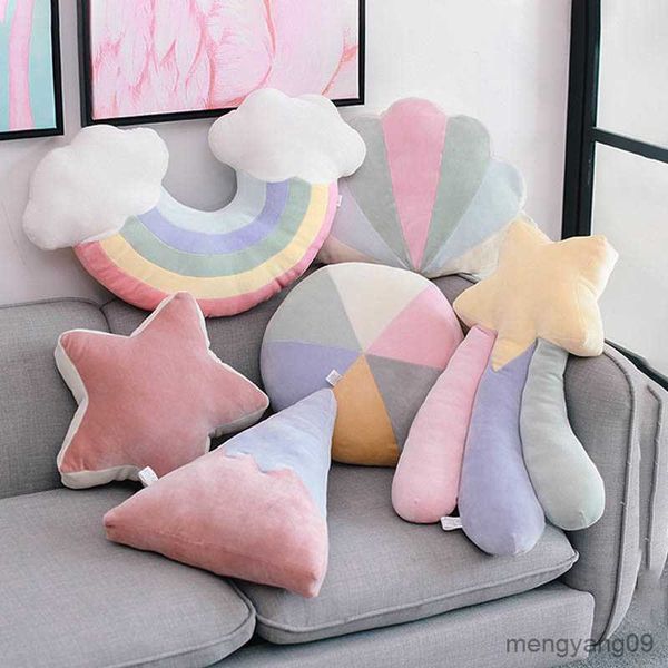 Coussin/décoratif coloré lune arc-en-ciel nuage en forme doux enfants jouets en peluche bébé dormir cadeau d'anniversaire décor à la maison R230629