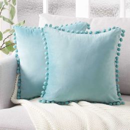 Coussin / coussin décoratif glissade en velours doux coussin décoratif avec balle décor pour le canapé ensemble de coucher