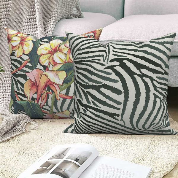 Coussin/décoratif personnalisable housse de coussin décor à la maison canapé housse décorative fleur tropicale imprimé léopard housse de coussin