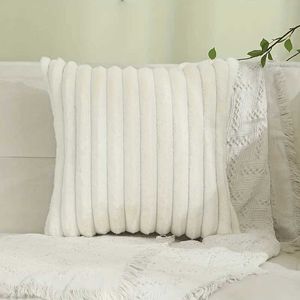 Coussin / décoratif en fausse fourrure couverture de coussin à rayures rayées couvre pour le salon canapé de luxe