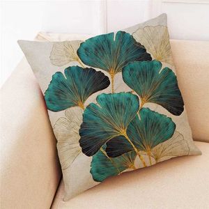 Kussen/decoratief Ginkgo blad katoen linnen hoes voor bank autohoezen huis decoratieve kussenhoezen 45x45cm slaapkamer taille hoes