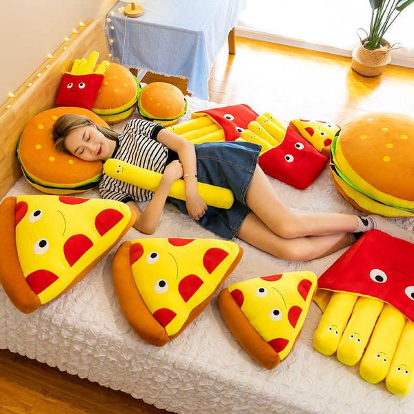 Coussin/décoratif Hamburger frites nourriture Pizza Snack peluche jouet lit poupée douce Cusion créative saint valentin cadeau d'anniversaire peluche