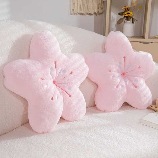 Coussin / décoratif Ins Rose Pétales de cerisier Fille Chambre Salon Décor Baie vitrée Siège de sol Sakura Peluche Tatami Coussin de fleur de cerisier