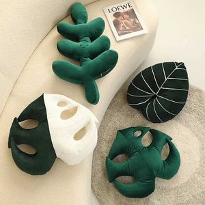 Kussen/decoratief Scandinavische minimalistische stijl Levensechte Groenen Pluche Zacht Monstera Weegbree Bladeren Schattig Spruitvormige Bankkussens Kamerdecoratie