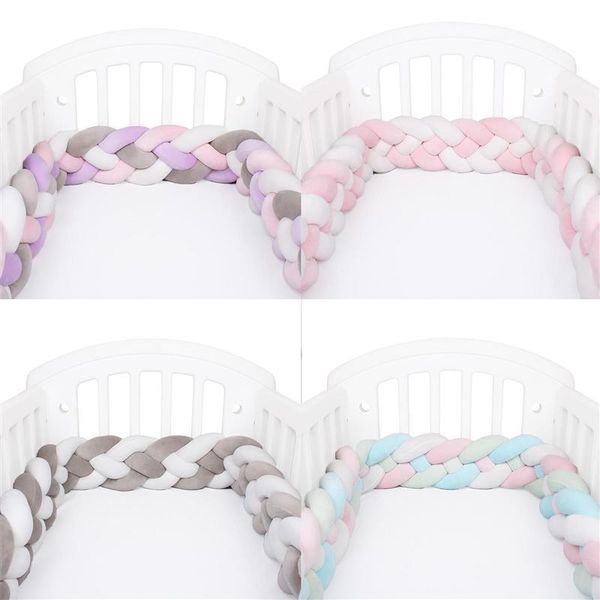 Coussin/oreiller décoratif 2.2 mètres bébé lit pare-chocs infantile tresse lit berceau coussin noeud berceau protecteur chambre décor