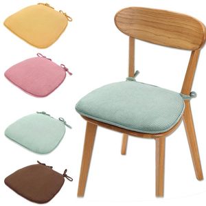 Cojín / almohada decorativa 2 unids portátil extraíble oficina en casa invierno sólido con lazos almohadilla de pana espesar cojín de asiento antideslizante sofá de cocina