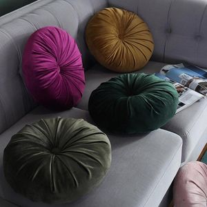 Coussin/oreiller décoratif 38 cm/15 pouces velours plissé rond coussin de sol Pouf jeter maison canapé décor confortable chaise douce