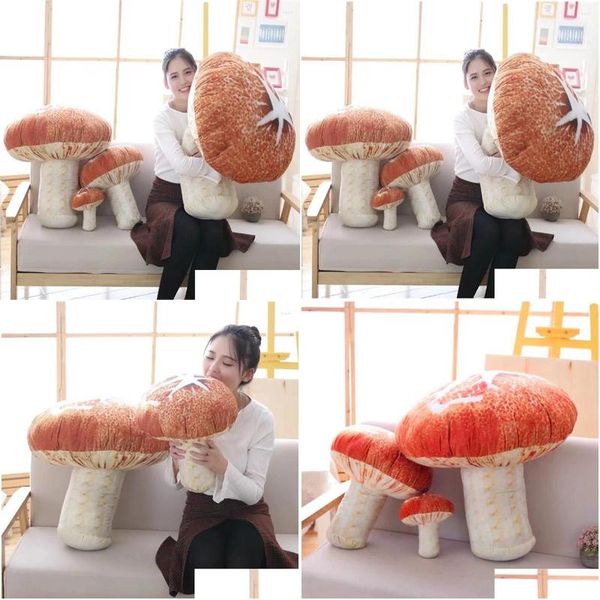 Coussin / Oreiller décoratif 3D Petits aliments Légumes P Jouets Champignon doux Kawaii Mignon Valentine Accueil Enfants En peluche Zipper Drop Livraison Ga Dhcdx