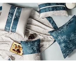 Cojín / almohada decorativa 45x45 / 30x45cm moderno simple azul jacquard funda de cojín funda de almohada decorativa lumbar para respaldo decoración del hogar
