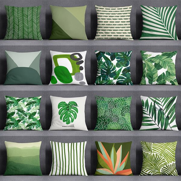 Coussin décoratif oreiller 45x45 cm feuille verte série cadeaux maison bureau ameublement chambre canapé voiture housse de coussin 230419