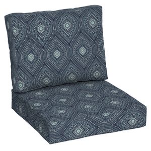 Cojín/almohada decorativa 5.81 Lb Medallón azul Rectángulo Exterior Cojín de asiento profundo de 2 piezas 100% poliéster 42.00 x 24.00 x 5.75 pulgadas 230905