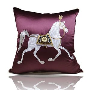 Kussen / decoratief kussen 50 cm zijde stof zachte retro Europese paard stijl thuisbank kussenhoes kussensloop zonder kern voor woonkamer b