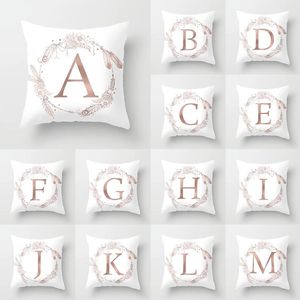 Kussen/decoratief kussen alfabet kussen deksel slinger polyester bloemenprint 18 
