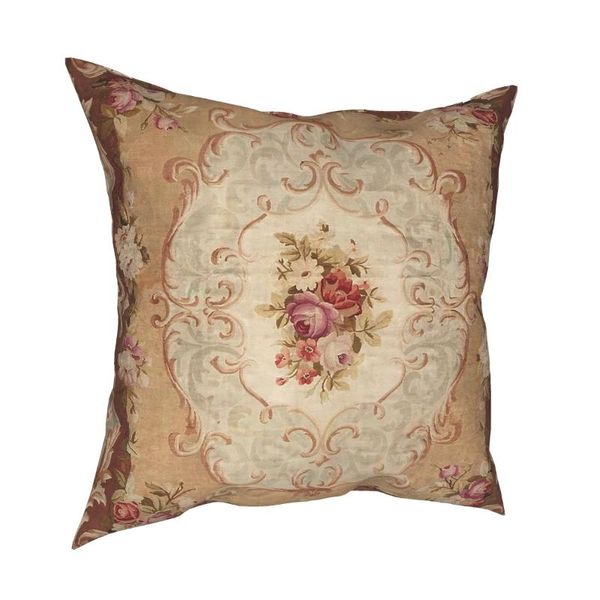 Coussin/oreiller décoratif Antique Rose Floral Aubusson couverture décor à la maison coussins jeter pour salon impression Double face