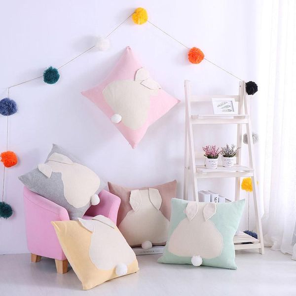 Coussin/oreiller décoratif bébé dessin animé coton tricot taie d'oreiller enfants stéréo chambre décor enfant peluche doux décorations canapé maison Tex