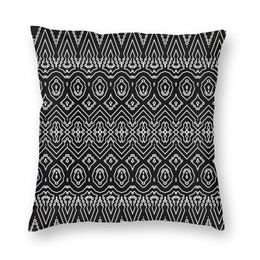 Kussen/decoratief kussen zwart en wit boho ingewikkeld patroon kussenomslag sofa home decoratieve Afrika tribale bohemian etnische worp 45x4
