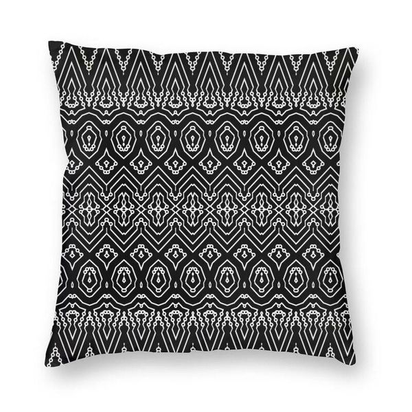 Cojín/almohada decorativa blanco y negro Boho patrón intrincado funda de cojín sofá hogar decorativo África Tribal bohemio étnico tiro 45x4