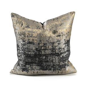 Cojín Almohada decorativa Funda de cojín de oro negro Sofá Funda decorativa para exteriores Moderna Textura de lujo simple Jacquard Art Home So192q