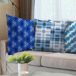 Kussen / Decoratief Kussen Blauw Geometrie Sierkussens Cover Sofa Bed Decoratieve Woonkamer Case Woondecoratie Winter