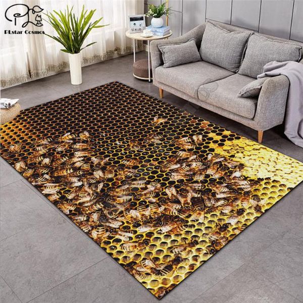 Coussin / oreiller décoratif Cartoon Bee Carpet Carré Anti-Skid Zone Plancher Tapis Tapis 3D Tapis Non-Slip Salle à manger Vivant Soft Chambre à coucher Soft Style-03