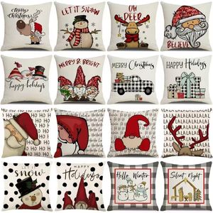 Coussin Oreiller Décoratif Housse De Coussin De Noël Cas Lettres À Carreaux Noir Et Blanc Père Noël Bonhomme De Neige Elk Renne Couvre 220919