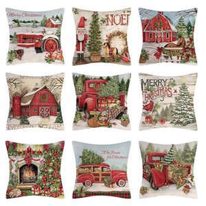 Kussen decoratief kussen kerstkussen covers 45x45 cm boerderij Xmas Decor Tree Car House Santa Winter Holiday 220919