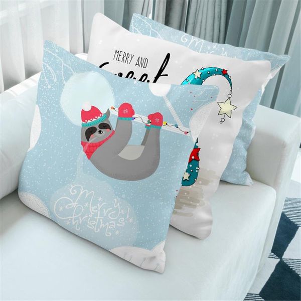 Coussin / oreiller décoratif Noël mignon dessin animé peau de pêche housse de coussin simple face oreillers décoratifs canapé décoration de la maison hiver