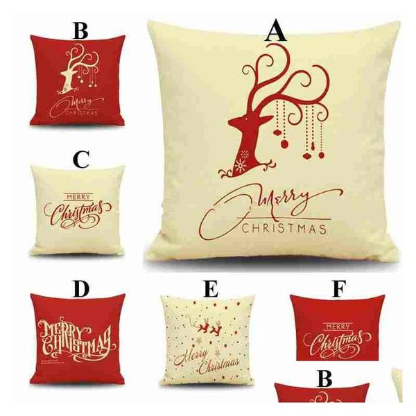 Coussin / Oreiller décoratif Coussin de renne de Noël ER Bonne année Rennes Case Home Decor Taies d'oreiller Livraison directe Texte de jardin DHM1O