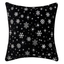 Coussin/oreiller décoratif Housse de coussin de flocon de neige de Noël décoratif blanc gris taie d'oreiller motif design housses en peluche de noëlCushion/Decorat